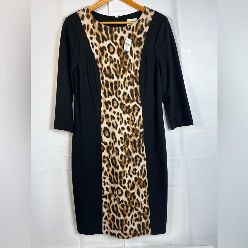 So Slimming By Chicos Womens Dress Carrier Office 3/4 Sleeve Black Size 1 NWT